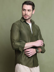 Striped Casual Shirt for Men's - SF_923Mehndi_S