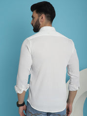 Striped Casual Shirt for Men's - SF_923White_S