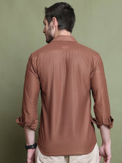 Striped Casual Shirt for Men's - SF_923Rust_S