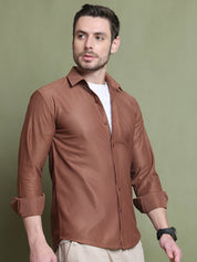 Striped Casual Shirt for Men's - SF_923Rust_S