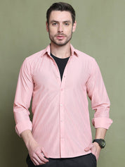 Striped Casual Shirt for Men's - SF_923Peach_S