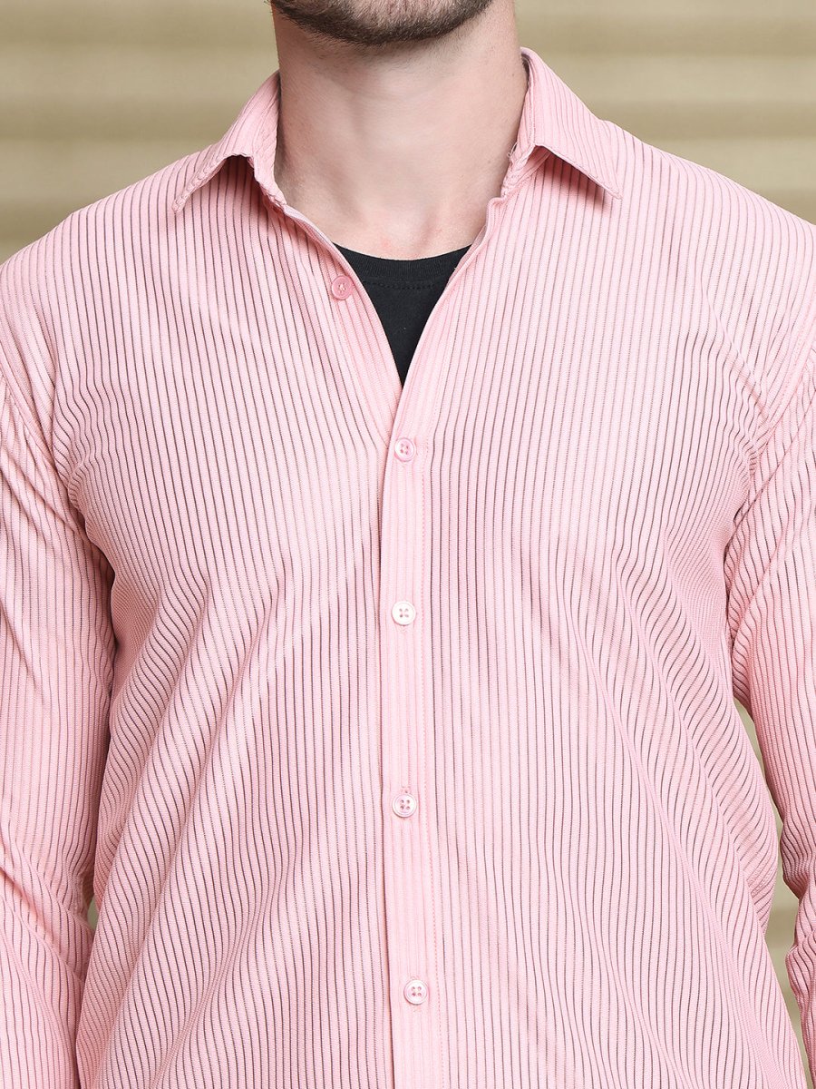Striped Casual Shirt for Men's - SF_923Peach_S