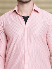 Striped Casual Shirt for Men's - SF_923Peach_S