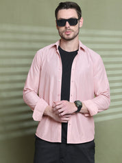 Striped Casual Shirt for Men's - SF_923Peach_S