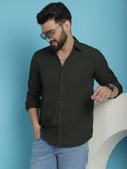 Striped Casual Shirt for Men's - SF_923Olive_S