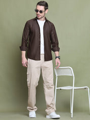 Striped Casual Shirt for Men's - SF_923Coffee_S