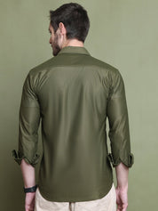 Striped Casual Shirt for Men's - SF_923Mehndi_S