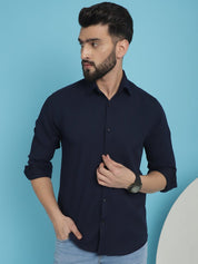 Striped Casual Shirt for Men's - SF_923Navy_S