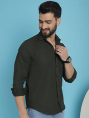 Striped Casual Shirt for Men's - SF_923Olive_S