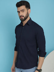 Striped Casual Shirt for Men's - SF_923Navy_S