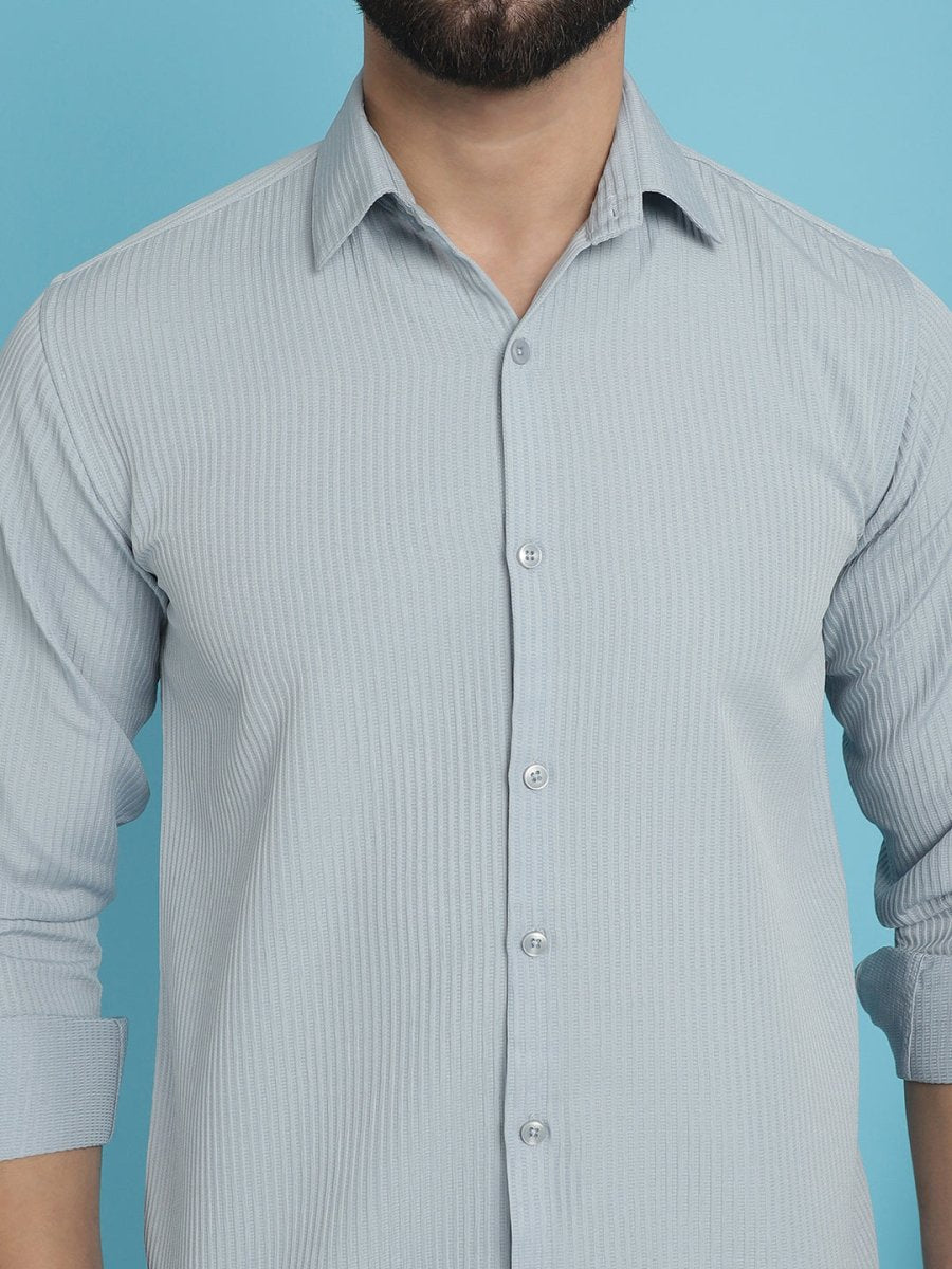 Striped Casual Shirt for Men's - SF_923Light-Grey_S