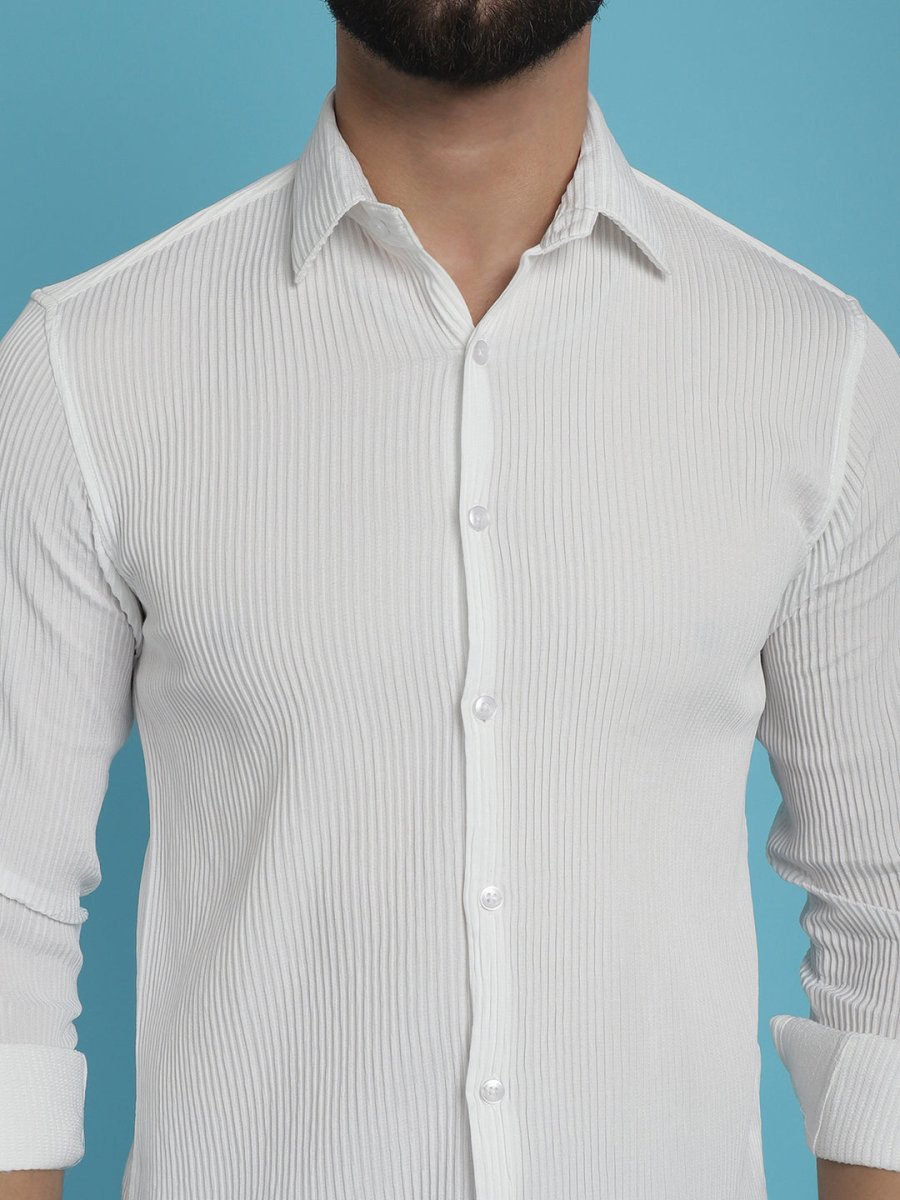 Striped Casual Shirt for Men's - SF_923White_S