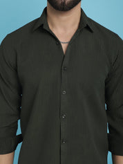 Striped Casual Shirt for Men's - SF_923Olive_S