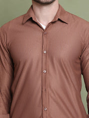 Striped Casual Shirt for Men's - SF_923Rust_S