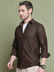 Striped Casual Shirt for Men's - SF_923Coffee_S