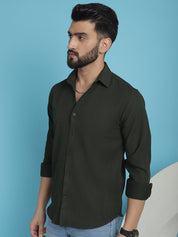Striped Casual Shirt for Men's - SF_923Olive_S