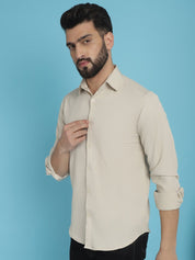 Striped Casual Shirt for Men's - SF_923Cream_S