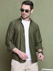 Striped Casual Shirt for Men's - SF_923Mehndi_S