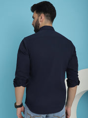 Striped Casual Shirt for Men's - SF_923Navy_S