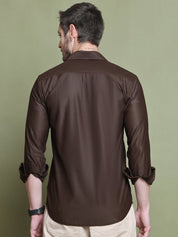 Striped Casual Shirt for Men's - SF_923Coffee_S