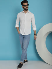 Striped Casual Shirt for Men's - SF_923White_S