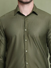 Striped Casual Shirt for Men's - SF_923Mehndi_S