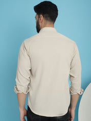 Striped Casual Shirt for Men's - SF_923Cream_S