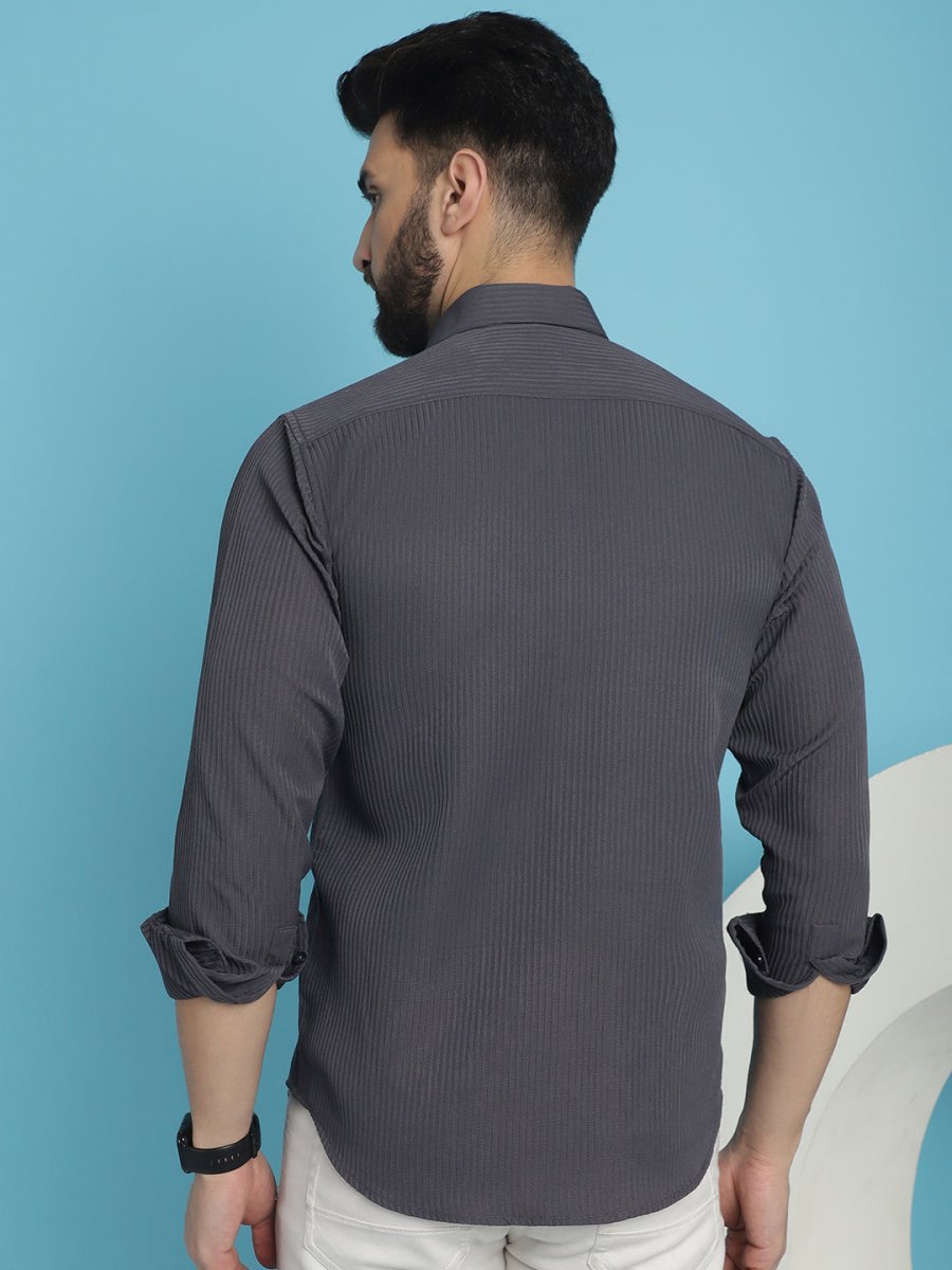 Striped Casual Shirt for Men's - SF_923Grey_S