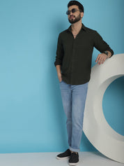 Striped Casual Shirt for Men's - SF_923Olive_S