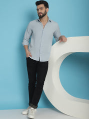Striped Casual Shirt for Men's - SF_923Light-Grey_S