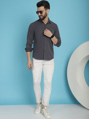 Striped Casual Shirt for Men's - SF_923Grey_S