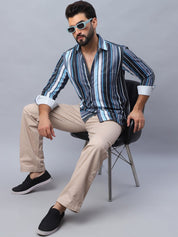 Striped corduroy Casual Shirt for Men - SF_991Blue_S