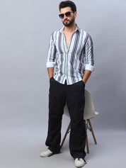 Striped corduroy Casual Shirt for Men - SF_991Brown_S