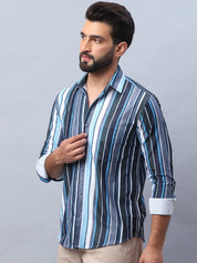 Striped corduroy Casual Shirt for Men - SF_991Blue_S