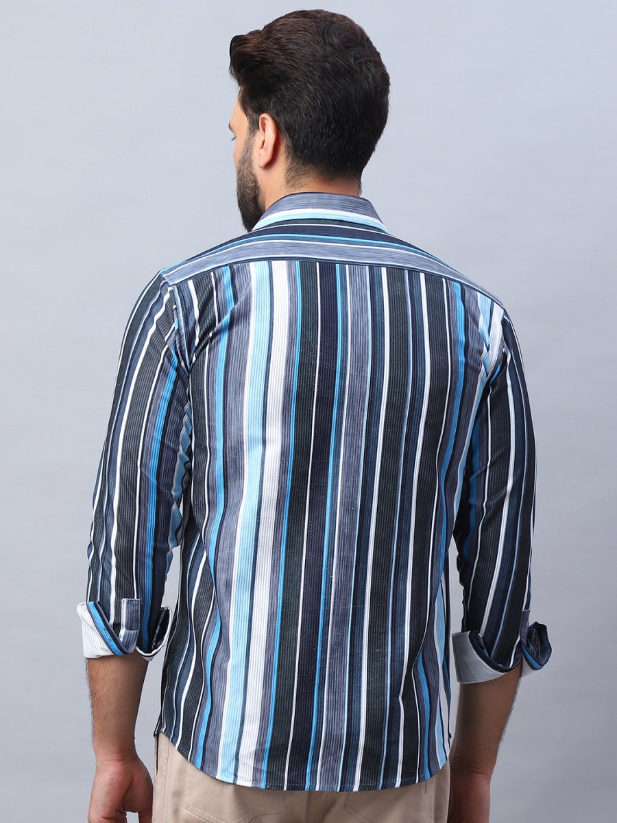 Striped corduroy Casual Shirt for Men - SF_991Blue_S
