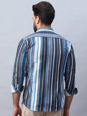 Striped corduroy Casual Shirt for Men - SF_991Blue_S