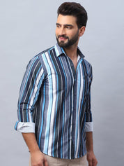 Striped corduroy Casual Shirt for Men - SF_991Blue_S