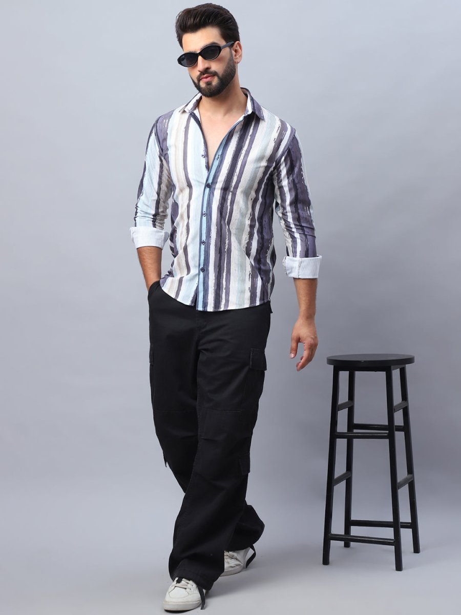 Striped corduroy Casual Shirt for Men - SF_991Dark-Grey_S