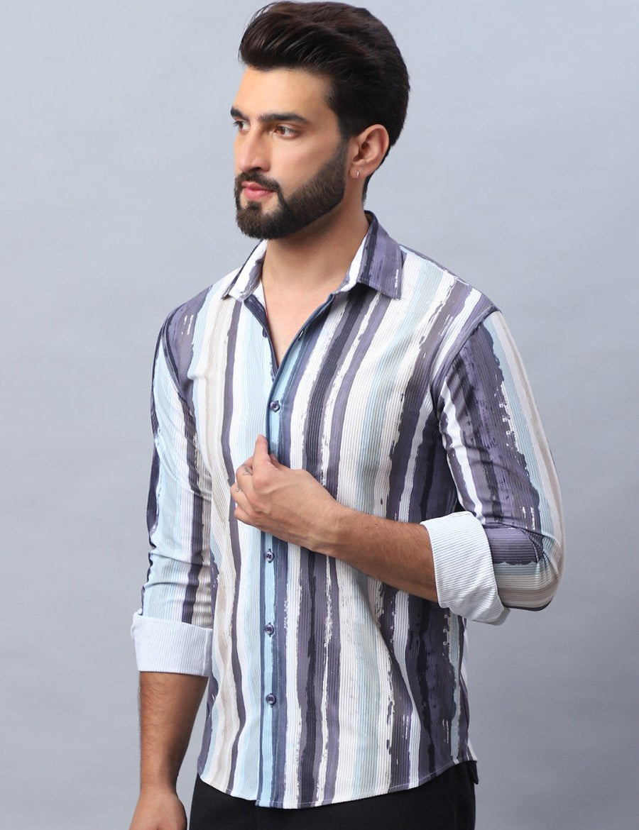 Striped corduroy Casual Shirt for Men - SF_991Dark-Grey_S