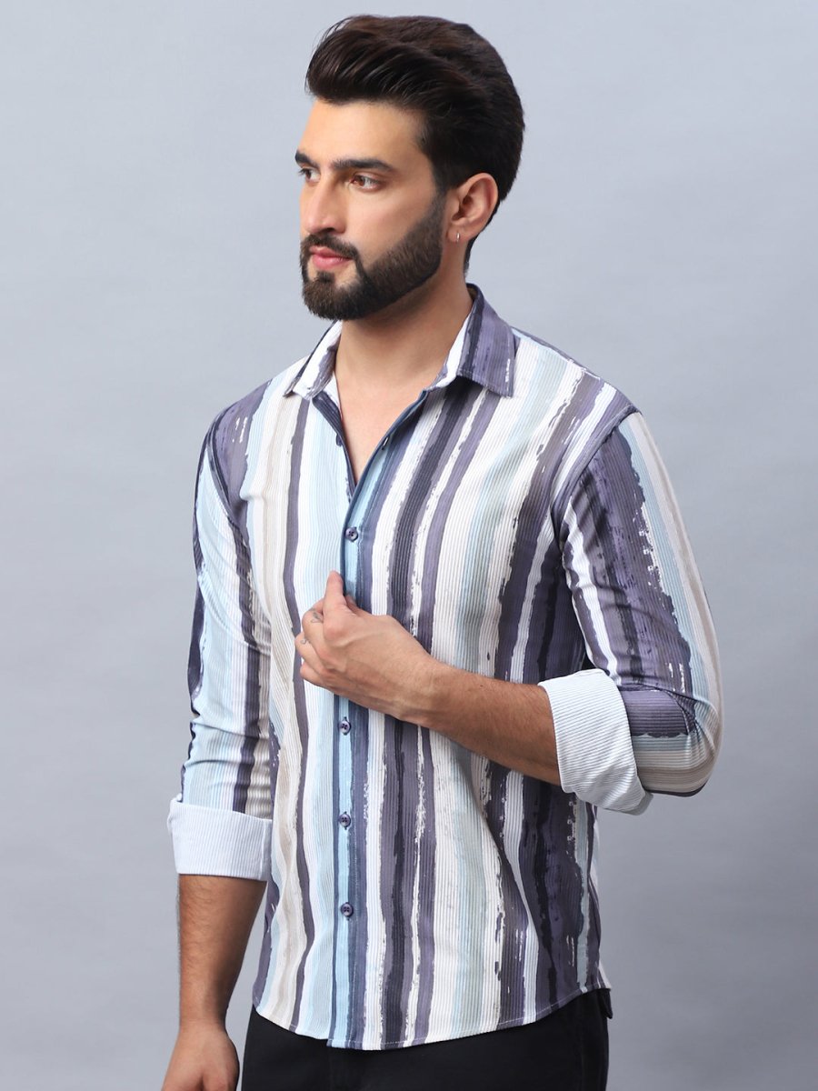 Striped corduroy Casual Shirt for Men - SF_991Dark-Grey_S