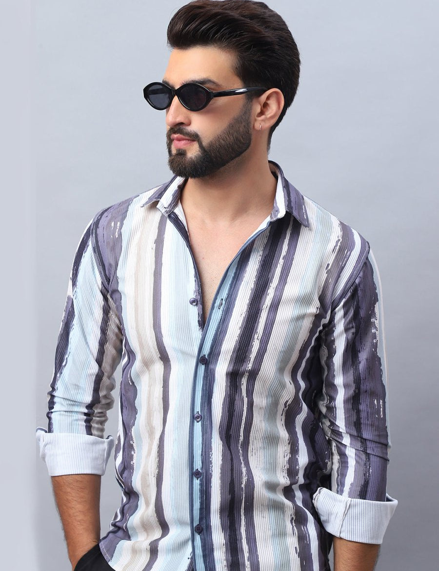 Striped corduroy Casual Shirt for Men - SF_991Dark-Grey_S
