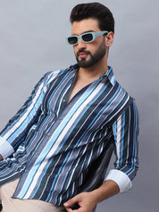 Striped corduroy Casual Shirt for Men - SF_991Blue_S