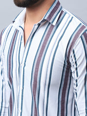 Striped corduroy Casual Shirt for Men - SF_991Brown_S