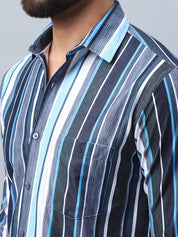 Striped corduroy Casual Shirt for Men - SF_991Blue_S