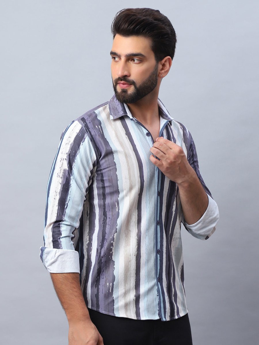 Striped corduroy Casual Shirt for Men - SF_991Dark-Grey_S