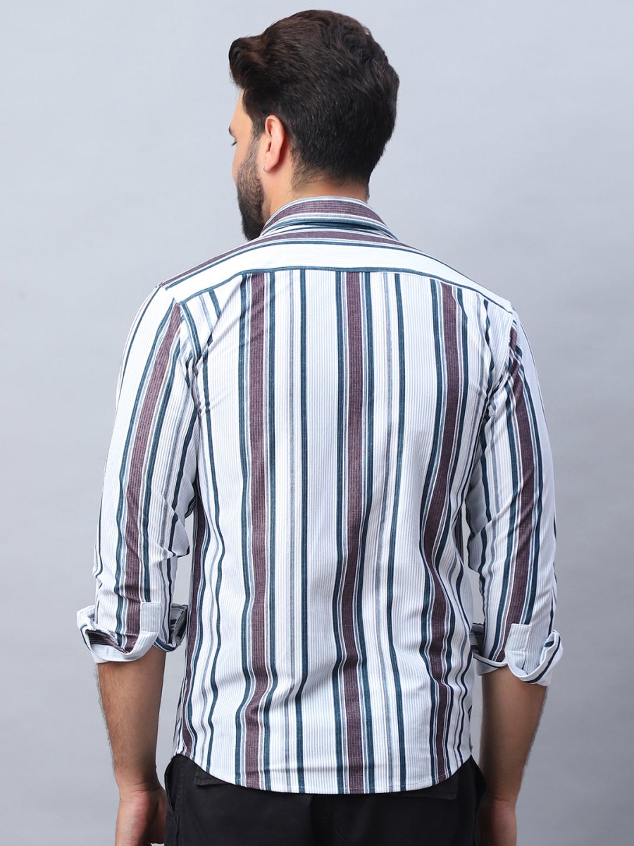 Striped corduroy Casual Shirt for Men - SF_991Brown_S