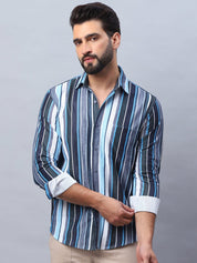Striped corduroy Casual Shirt for Men - SF_991Blue_S