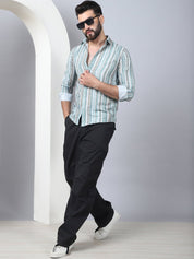Striped Cotton Blend Casual Shirt For Men - SF_889Green_S