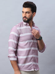 Striped Cotton Casual Shirt For Men - SF_985Magenta_S