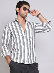 Striped Cotton Casual Shirt For Men - SF_9003Off-White_S